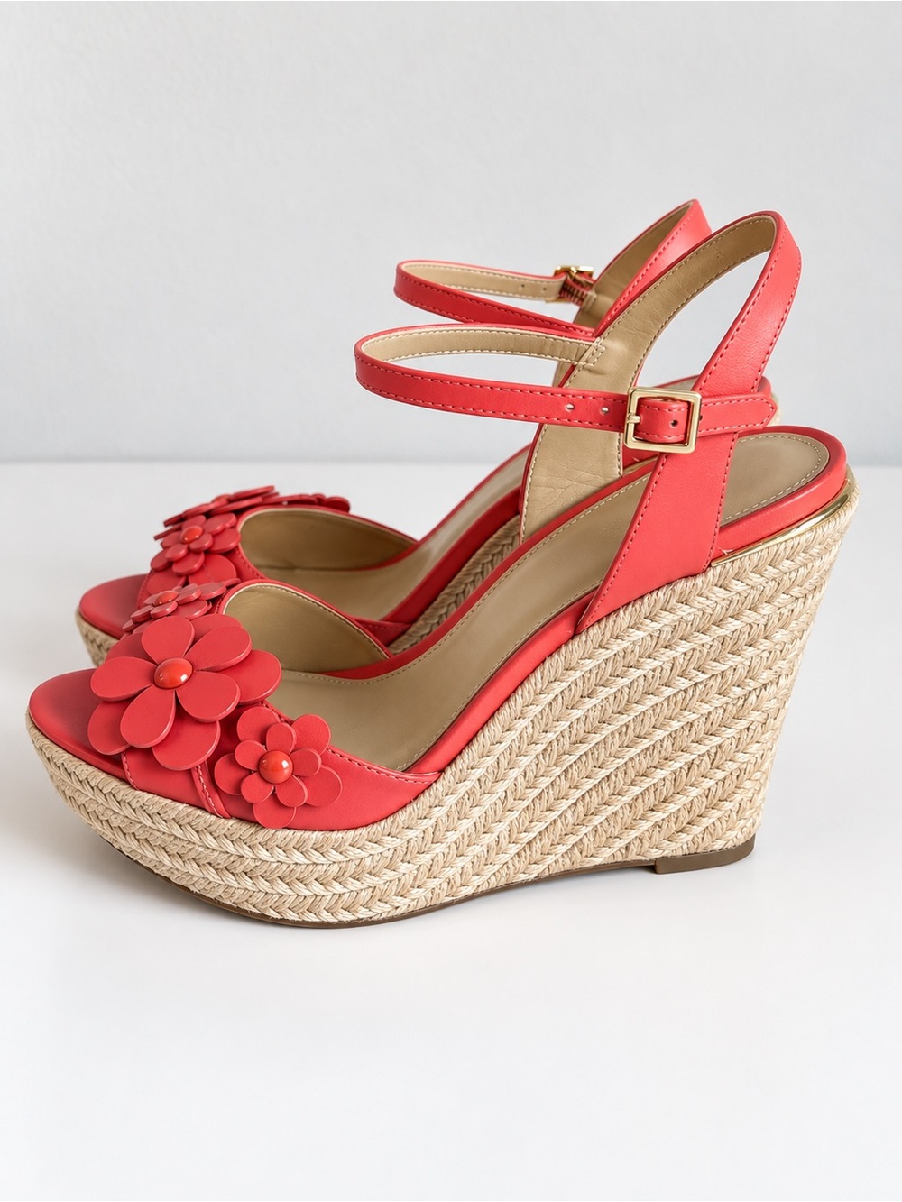 Michael Kors Coral Floral Espadrille Wedge Sandals